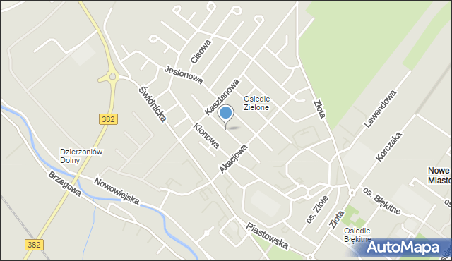 Dzierżoniów, Dębowa, mapa Dzierżoniów