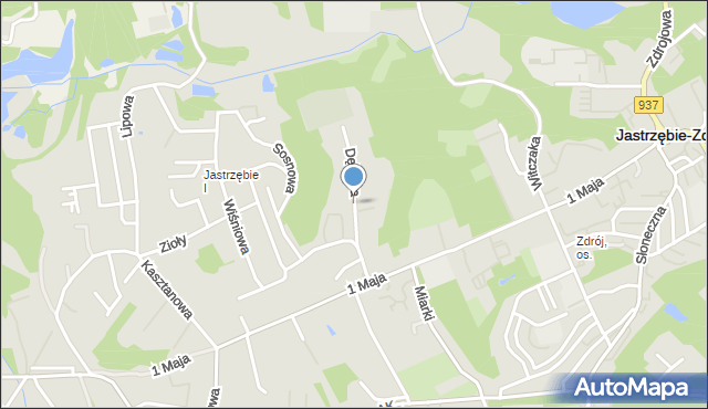 Jastrzębie-Zdrój, Dębowa, mapa Jastrzębie-Zdrój