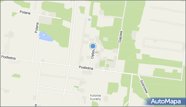 Kuriany gmina Zabłudów, Dębowa, mapa Kuriany gmina Zabłudów