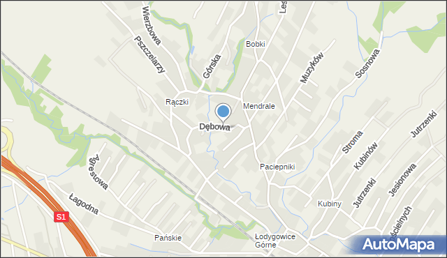 Łodygowice powiat żywiecki, Dębowa, mapa Łodygowice powiat żywiecki