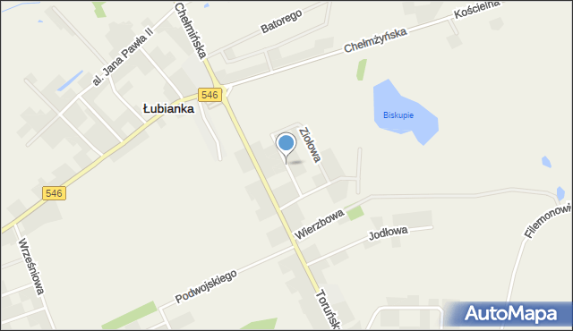 Łubianka powiat toruński, Dębowa, mapa Łubianka powiat toruński