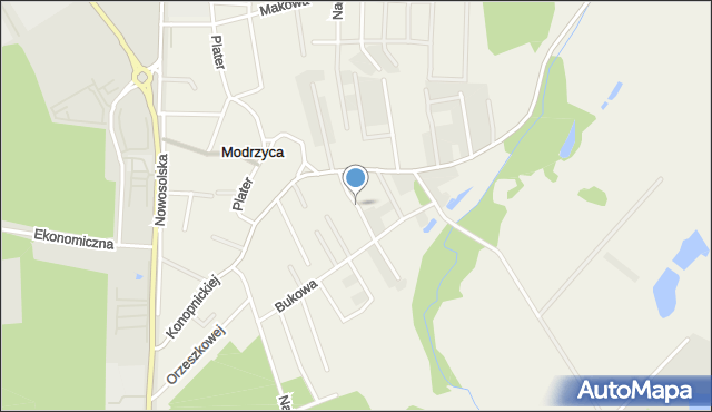 Modrzyca, Dębowa, mapa Modrzyca