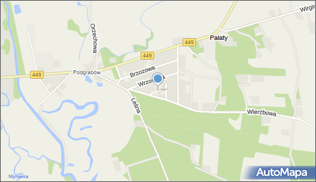 Palaty, Dębowa, mapa Palaty