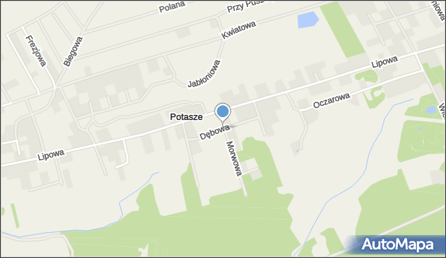 Potasze, Dębowa, mapa Potasze