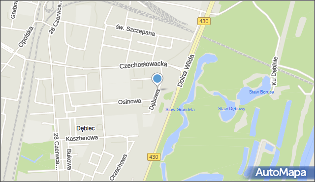 Poznań, Dębowa, mapa Poznania