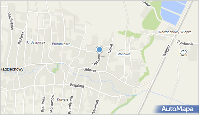 Radziechowy, Dębowa, mapa Radziechowy
