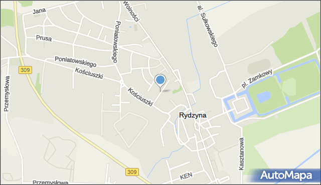 Rydzyna powiat leszczyński, Dembowskiego Edwarda, mapa Rydzyna powiat leszczyński