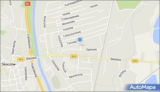 Skoczów powiat cieszyński, Dębowa, mapa Skoczów powiat cieszyński