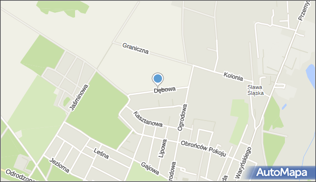 Sława powiat wschowski, Dębowa, mapa Sława powiat wschowski