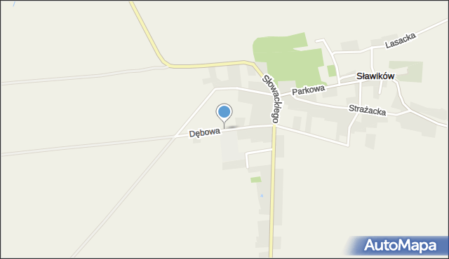 Sławików, Dębowa, mapa Sławików