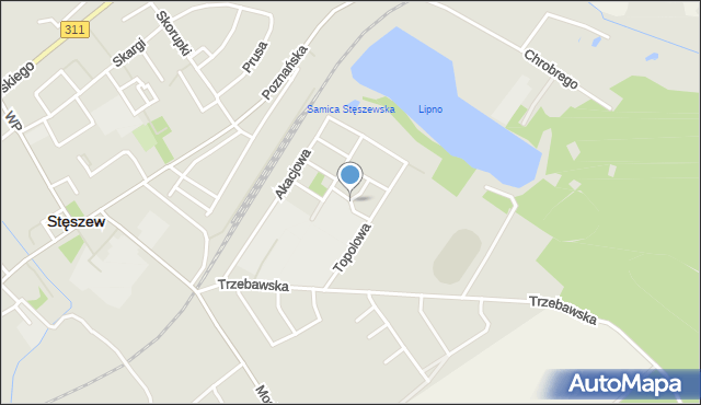 Stęszew, Dębowa, mapa Stęszew