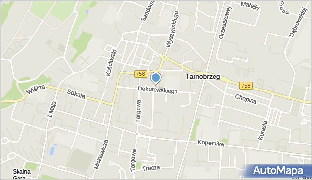 Tarnobrzeg, Dekutowskiego-Zapory Hieronima, mjr., mapa Tarnobrzegu