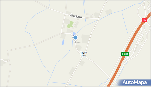 Trzek, Dębowa, mapa Trzek