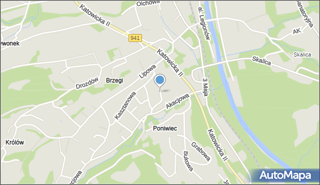 Ustroń powiat cieszyński, Dębowa, mapa Ustroń powiat cieszyński