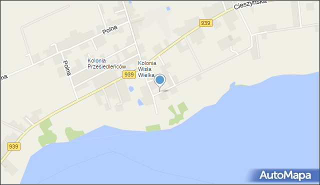 Wisła Wielka, Dębowa, mapa Wisła Wielka