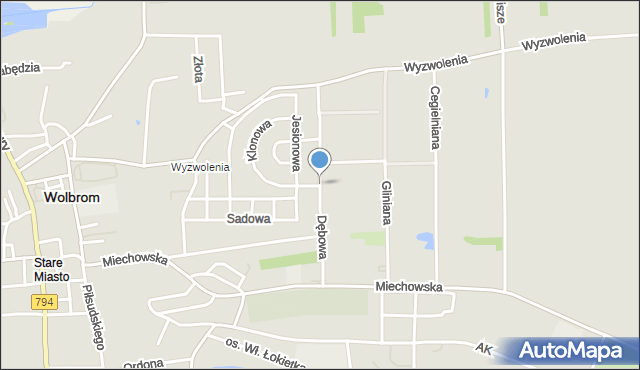 Wolbrom, Dębowa, mapa Wolbrom