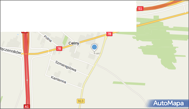 Celiny gmina Ożarowice, Diamentowa, mapa Celiny gmina Ożarowice