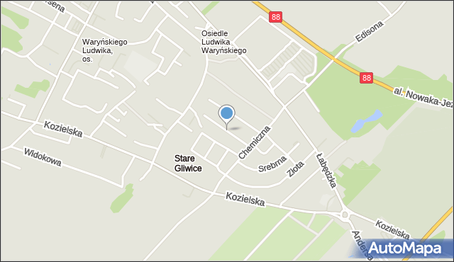 Gliwice, Diamentowa, mapa Gliwic