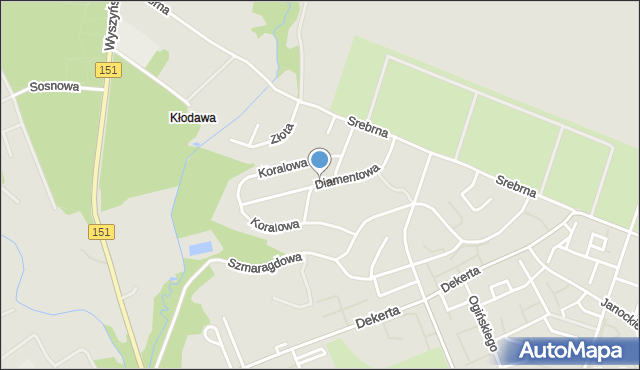 Gorzów Wielkopolski, Diamentowa, mapa Gorzów Wielkopolski