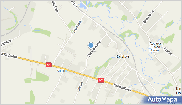 Klecza Dolna, Diamentowa, mapa Klecza Dolna