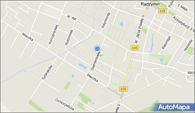 Radzymin powiat wołomiński, Diamentowa, mapa Radzymin powiat wołomiński