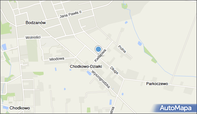 Chodkowo-Działki, Długa, mapa Chodkowo-Działki