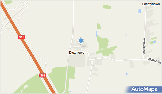 Dłużniewo gmina Łomża, Dłużniewo, mapa Dłużniewo gmina Łomża