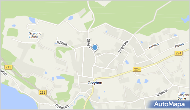 Grzybno gmina Kartuzy, Długa, mapa Grzybno gmina Kartuzy