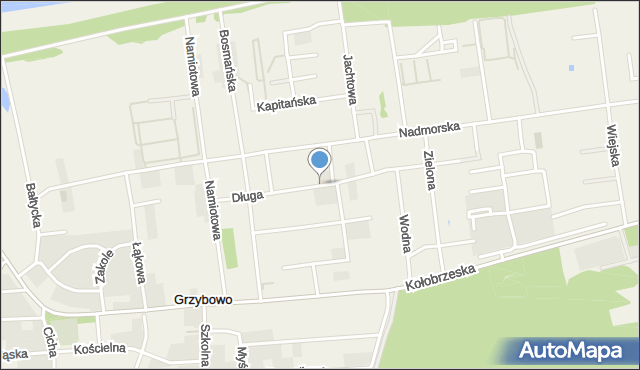 Grzybowo gmina Kołobrzeg, Długa, mapa Grzybowo gmina Kołobrzeg