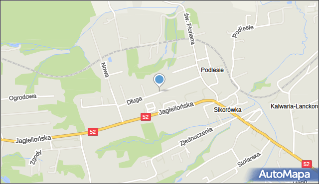 Kalwaria Zebrzydowska, Długa, mapa Kalwaria Zebrzydowska