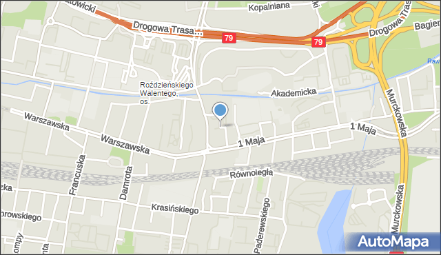 Katowice, Długa, mapa Katowic