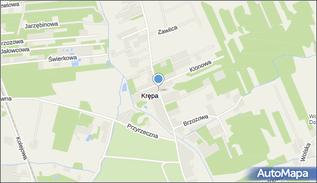 Krępa gmina Prażmów, Długa, mapa Krępa gmina Prażmów