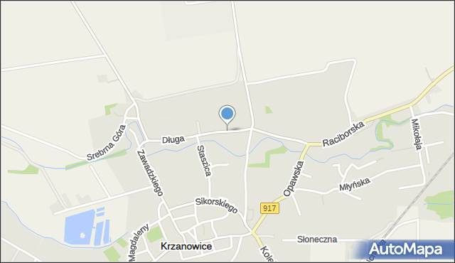 Krzanowice powiat raciborski, Długa, mapa Krzanowice powiat raciborski