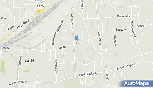 Łapy, Długa, mapa Łapy