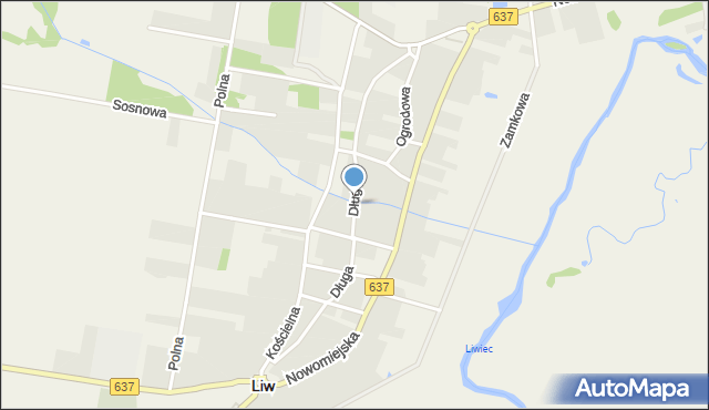 Liw, Długa, mapa Liw