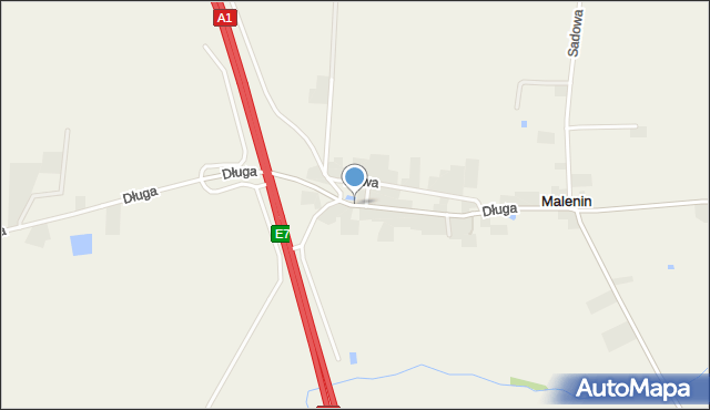 Malenin gmina Tczew, Długa, mapa Malenin gmina Tczew