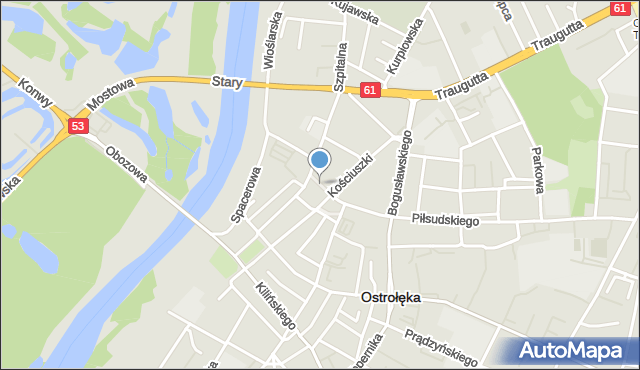 Ostrołęka, Dłużniewskiego Wojciecha, mapa Ostrołęka