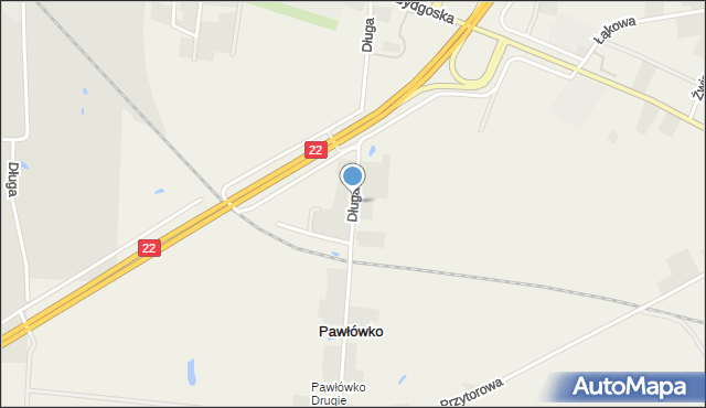 Pawłówko gmina Chojnice, Długa, mapa Pawłówko gmina Chojnice