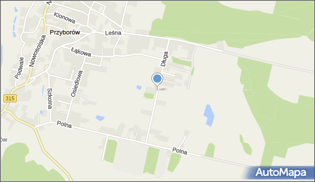 Przyborów gmina Nowa Sól, Długa, mapa Przyborów gmina Nowa Sól