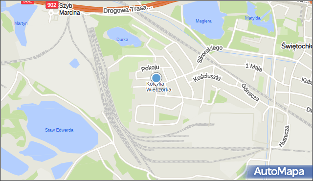 Świętochłowice, Dmowskiego Romana, mapa Świętochłowice