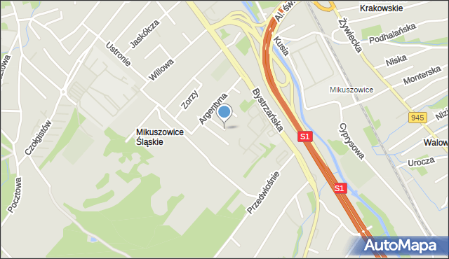 Bielsko-Biała, Domeyki Ignacego, mapa Bielsko-Białej