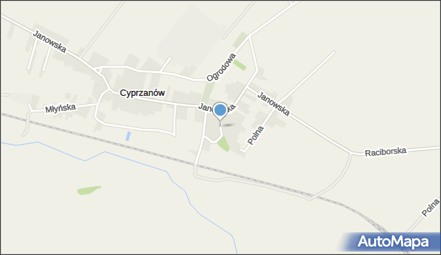 Cyprzanów, Dolna, mapa Cyprzanów