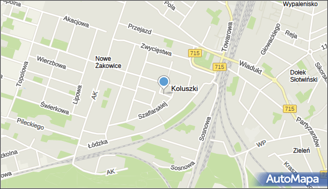 Koluszki, Dobrzańskiego-Hubala Henryka, mjr., mapa Koluszki