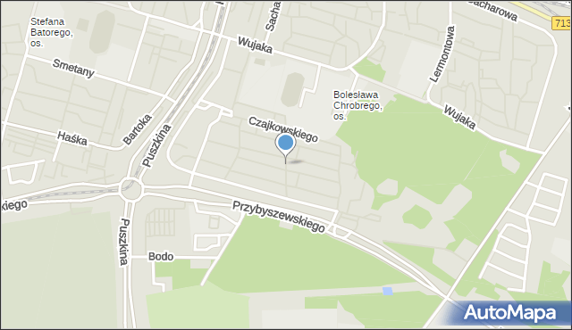 Łódź, Dostojewskiego Fiodora, mapa Łodzi