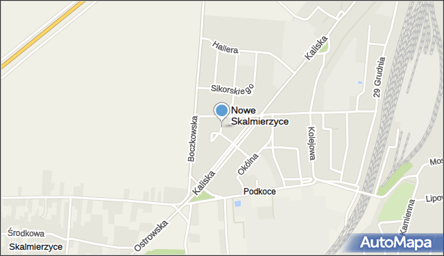 Nowe Skalmierzyce, Dojazdowa, mapa Nowe Skalmierzyce
