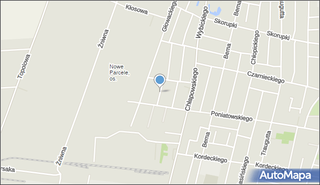 Ostrów Wielkopolski, Dowbór-Muśnickiego Józefa, gen., mapa Ostrów Wielkopolski