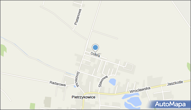 Pietrzykowice gmina Kąty Wrocławskie, Dobra, mapa Pietrzykowice gmina Kąty Wrocławskie