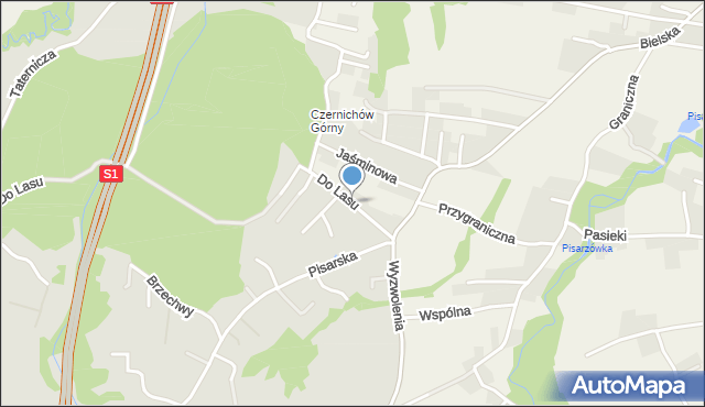 Pisarzowice gmina Wilamowice, Do Lasu, mapa Pisarzowice gmina Wilamowice