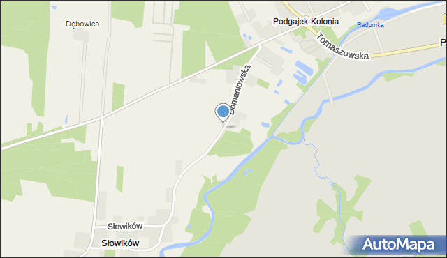 Podgajek, Domaniowska, mapa Podgajek