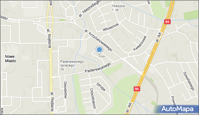 Rzeszów, Dobrzańskiego-Hubala Henryka, mjr., mapa Rzeszów